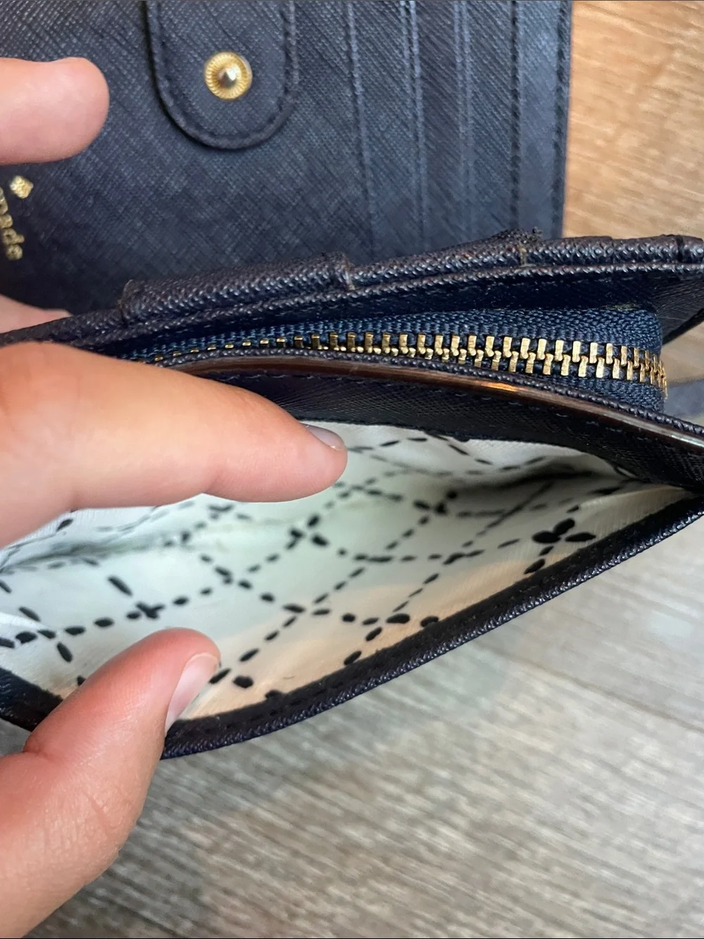 Kate Spade Women’s Dark Blue Medium Bifold Zip Wallet